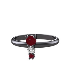 Madga Yüzük - Kök yakut ve swarovski 925 ayar siyah rodyum kaplama gümüş yüzük #leosjb
