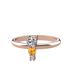 Madga Yüzük - Swarovski ve sitrin 925 ayar rose altın kaplama gümüş yüzük #m8sfcf