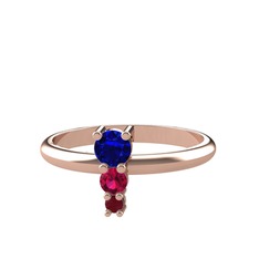Lab safir, rodolit garnet ve kök yakut 14 ayar rose altın yüzük