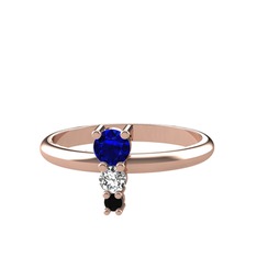 Madga Yüzük - Lab safir, swarovski ve siyah zirkon 8 ayar rose altın yüzük #np4zms