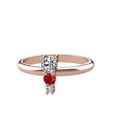 Madga Yüzük - Beyaz zirkon ve garnet 925 ayar rose altın kaplama gümüş yüzük #olti0o