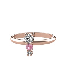 Swarovski ve pembe kuvars 925 ayar rose altın kaplama gümüş yüzük