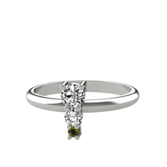 Madga Yüzük - Swarovski, beyaz zirkon ve peridot 18 ayar beyaz altın yüzük #rbf02x