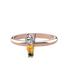 Madga Yüzük - Swarovski, sitrin ve peridot 14 ayar rose altın yüzük #rf9ewp