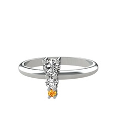 Swarovski ve sitrin 8 ayar beyaz altın yüzük