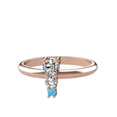 Swarovski ve akuamarin 8 ayar rose altın yüzük
