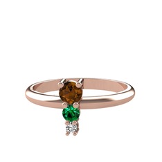 Dumanlı kuvars, yeşil kuvars ve swarovski 14 ayar rose altın yüzük