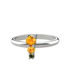 Madga Yüzük - Sitrin ve peridot 14 ayar beyaz altın yüzük #sggxfu