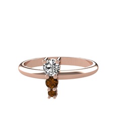Swarovski ve dumanlı kuvars 18 ayar rose altın yüzük