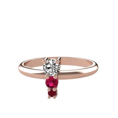 Swarovski, rodolit garnet ve kök yakut 14 ayar rose altın yüzük