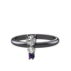 Madga Yüzük - Swarovski ve ametist 925 ayar siyah rodyum kaplama gümüş yüzük #soivd5