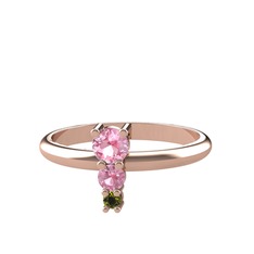Pembe kuvars ve peridot 18 ayar rose altın yüzük