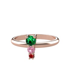 Madga Yüzük - Yeşil kuvars, pembe kuvars ve garnet 8 ayar rose altın yüzük #t4gzcw