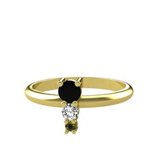 Madga Yüzük - Siyah zirkon, swarovski ve peridot 925 ayar altın kaplama gümüş yüzük #td6e6q