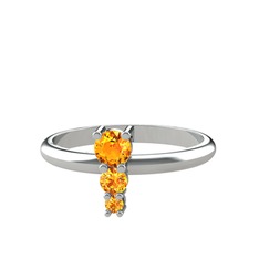 Madga Yüzük - Sitrin 14 ayar beyaz altın yüzük #tp2wog