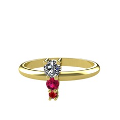 Madga Yüzük - Pırlanta, rodolit garnet ve garnet 14 ayar altın yüzük (0.18 karat) #ufideb