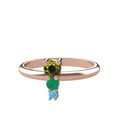 Madga Yüzük - Peridot, kök zümrüt ve akuamarin 8 ayar rose altın yüzük #uhs8ic