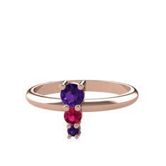 Ametist ve rodolit garnet 14 ayar rose altın yüzük