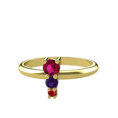 Madga Yüzük - Rodolit garnet, ametist ve garnet 14 ayar altın yüzük #v8aqlk