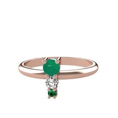 Madga Yüzük - Kök zümrüt, swarovski ve yeşil kuvars 925 ayar rose altın kaplama gümüş yüzük #vm31zm