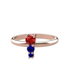 Garnet ve lab safir 14 ayar rose altın yüzük