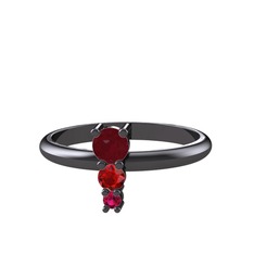 Madga Yüzük - Kök yakut, garnet ve rodolit garnet 925 ayar siyah rodyum kaplama gümüş yüzük #w6ceb5