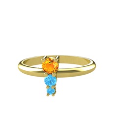 Madga Yüzük - Sitrin ve akuamarin 8 ayar altın yüzük #w81nlq