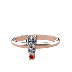 Pırlanta ve garnet 8 ayar rose altın yüzük (0.29 karat)