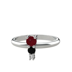 Madga Yüzük - Kök yakut, siyah zirkon ve swarovski 925 ayar gümüş yüzük #xxdhx5