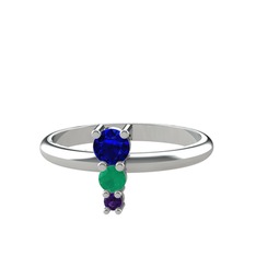 Madga Yüzük - Lab safir, kök zümrüt ve ametist 8 ayar beyaz altın yüzük #yavltg
