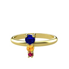 Madga Yüzük - Lab safir, sitrin ve rodolit garnet 18 ayar altın yüzük #ycmwty