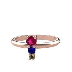 Rodolit garnet, lab safir ve peridot 14 ayar rose altın yüzük