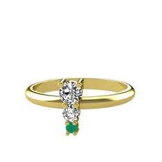 Madga Yüzük - Swarovski, beyaz zirkon ve kök zümrüt 18 ayar altın yüzük #yw2xde