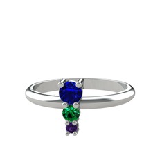 Madga Yüzük - Lab safir, yeşil kuvars ve ametist 8 ayar beyaz altın yüzük #z78a35