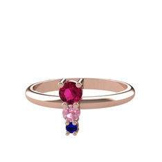 Madga Yüzük - Rodolit garnet, pembe kuvars ve lab safir 8 ayar rose altın yüzük #zn1gz7