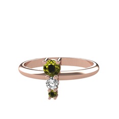 Madga Yüzük - Peridot ve swarovski 18 ayar rose altın yüzük #zu1xm9