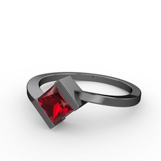 Garnet 925 ayar siyah rodyum kaplama gümüş yüzük