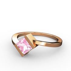 Pembe kuvars 18 ayar rose altın yüzük
