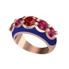 Aura Yüzük - Garnet ve rodolit garnet 925 ayar rose altın kaplama gümüş yüzük (Lacivert mineli) #10b4d0t