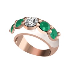 Aura Yüzük - Elmas ve kök zümrüt 18 ayar rose altın yüzük (0.68 karat, beyaz mineli) #11dnd9l