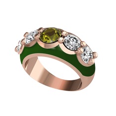 Peridot ve pırlanta 8 ayar rose altın yüzük (2 karat, yeşil mineli)