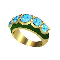 Akuamarin 8 ayar altın yüzük (Yeşil mineli)