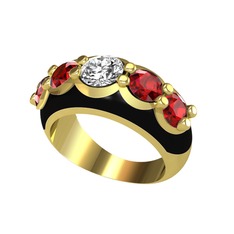 Aura Yüzük - Elmas ve garnet 925 ayar altın kaplama gümüş yüzük (0.68 karat, siyah mineli) #14my4zq