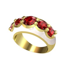 Garnet 925 ayar altın kaplama gümüş yüzük (Beyaz mineli)