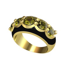 Aura Yüzük - Peridot 18 ayar altın yüzük (Siyah mineli) #14r0brs