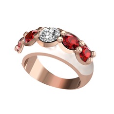 Aura Yüzük - Beyaz zirkon ve garnet 14 ayar rose altın yüzük (Beyaz mineli) #16mtz3b