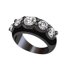 Aura Yüzük - Elmas ve swarovski 925 ayar siyah rodyum kaplama gümüş yüzük (0.68 karat, siyah mineli) #17wu4r2