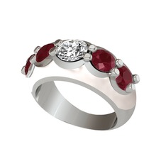 Aura Yüzük - Elmas ve kök yakut 8 ayar beyaz altın yüzük (0.68 karat, beyaz mineli) #19z521k