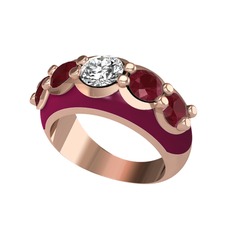 Aura Yüzük - Pırlanta ve kök yakut 8 ayar rose altın yüzük (0.92 karat, bordo kırmızı mineli) #1afy57l