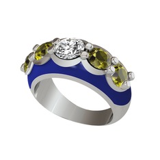 Aura Yüzük - Swarovski ve peridot 925 ayar gümüş yüzük (Lacivert mineli) #1bgppil